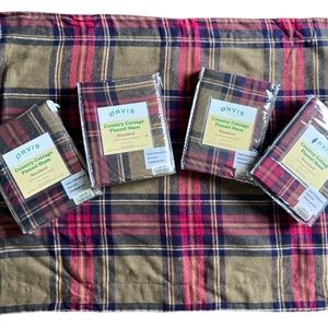 Orvis Country Cottage Cotton Plaid Standard Pillow Sham Cover Case Set of 4 NEW